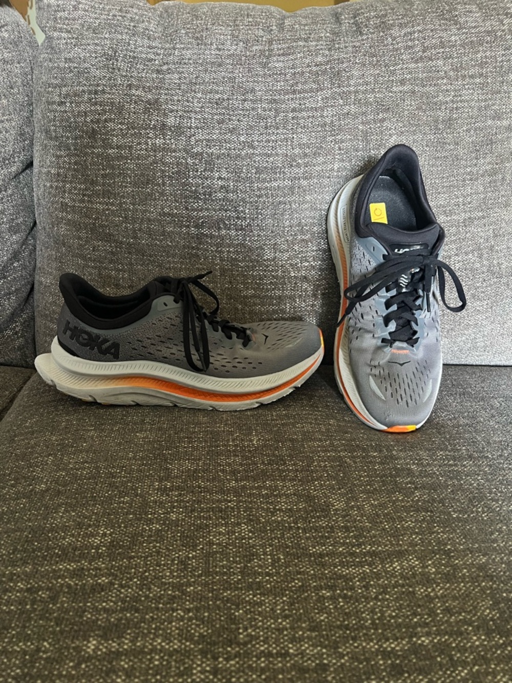 Hoka Men's Gray and Orange Kawana Running Shoes